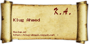 Klug Ahmed névjegykártya